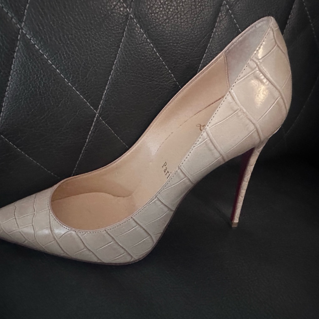 Christian Louboutin Beige Croc-Embossed Heels